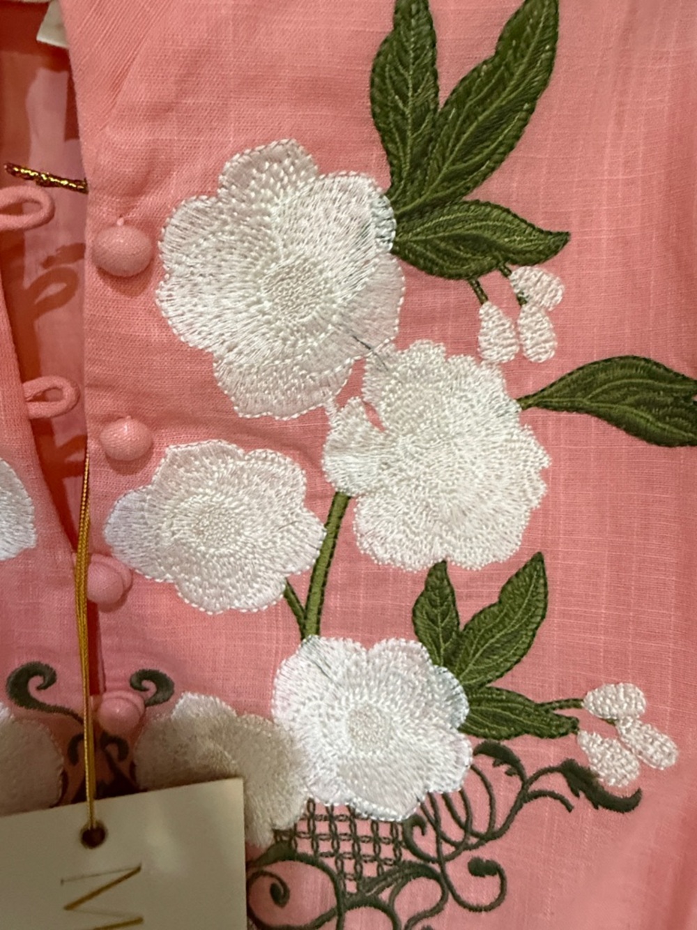 Womens Pink Embroidered Mini Dress - Picture 4 of 6